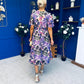 Caelan Banded Midi Dress Floral Violet