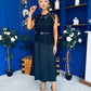 Ruth Crochet Top & Satin Dress Set Black