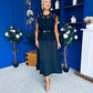 Ruth Crochet Top & Satin Dress Set Black