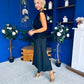 Ruth Crochet Top & Satin Dress Set Black