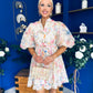 Tiana Puff Sleeve Lace Shirt Dress Floral Cream