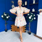 Tiana Puff Sleeve Lace Shirt Dress Floral Cream