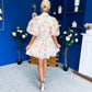 Tiana Puff Sleeve Lace Shirt Dress Floral Cream