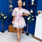 Tiana Puff Sleeve Lace Shirt Dress Floral White