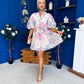 Tiana Puff Sleeve Lace Shirt Dress Floral White