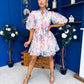 Tiana Puff Sleeve Lace Shirt Dress Floral White