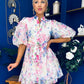 Tiana Puff Sleeve Lace Shirt Dress Floral White