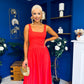 Wren Square Neck Midi Dress Coral
