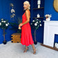 Wren Square Neck Midi Dress Coral