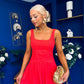Wren Square Neck Midi Dress Coral