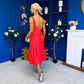 Wren Square Neck Midi Dress Coral