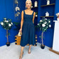 Wren Square Neck Midi Dress Navy
