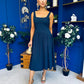 Wren Square Neck Midi Dress Navy