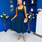 Wren Square Neck Midi Dress Navy