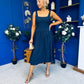 Wren Square Neck Midi Dress Navy
