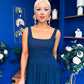 Wren Square Neck Midi Dress Navy