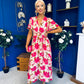 Dee Banded Midi Dress Floral Rouge