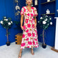 Dee Banded Midi Dress Floral Rouge