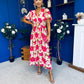 Dee Banded Midi Dress Floral Rouge