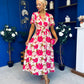 Dee Banded Midi Dress Floral Rouge