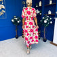 Dee Banded Midi Dress Floral Rouge