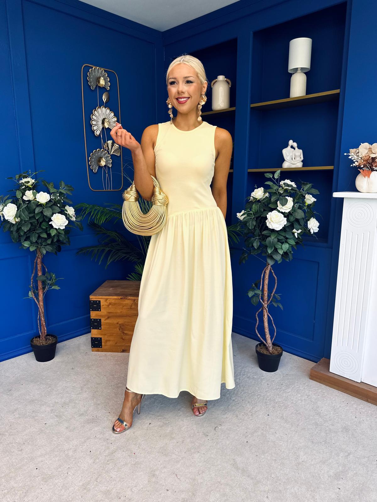 Tobi Sleeveless Detailed Midi Dress Yellow