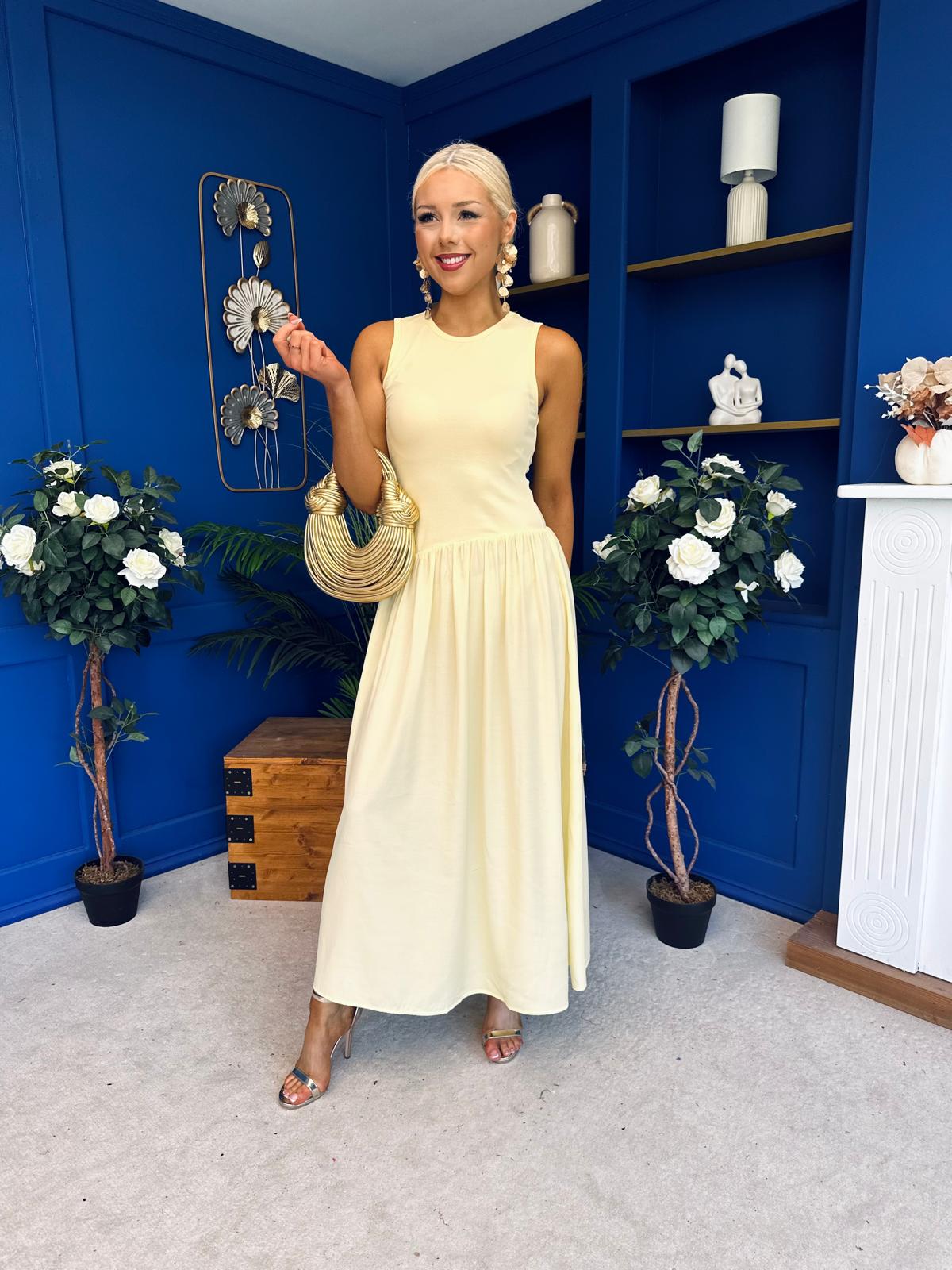 tobi midi dress Tobi Sleeveless Detailed Midi Dress Yellow