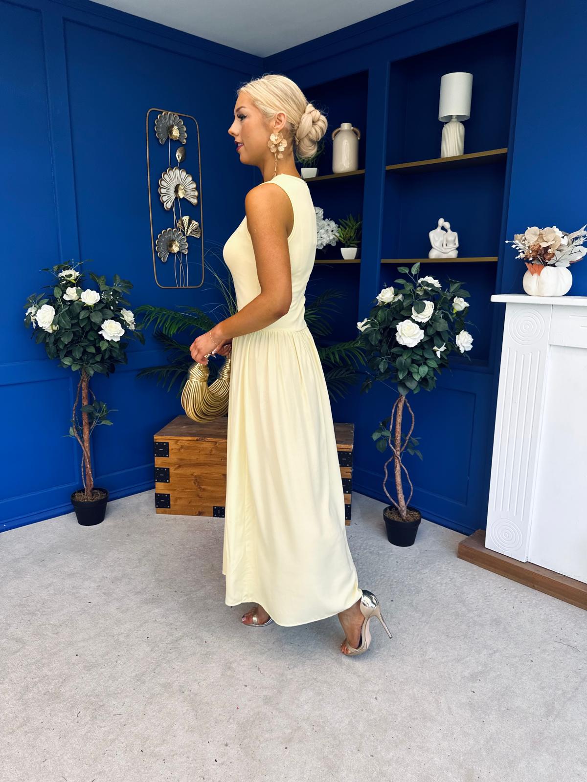 Tobi Sleeveless Detailed Midi Dress Yellow
