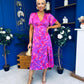 Farrah Detailed Midi Dress Floral Violet