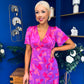 Farrah Detailed Midi Dress Floral Violet