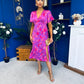 Farrah Detailed Midi Dress Floral Violet