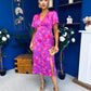 Farrah Detailed Midi Dress Floral Violet