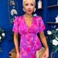 Farrah Detailed Midi Dress Floral Violet
