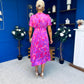 Farrah Detailed Midi Dress Floral Violet
