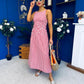 Fiona Sleeveless Midi Dress Check Red