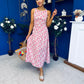 Fiona Sleeveless Midi Dress Cherry Pink