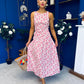 Fiona Sleeveless Midi Dress Cherry Pink