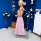 Fiona Sleeveless Midi Dress Cherry Pink
