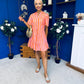 Stacey Striped Mini Shift Dress Pink Amber