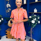 Stacey Striped Mini Shift Dress Pink Amber