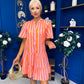 Stacey Striped Mini Shift Dress Pink Amber