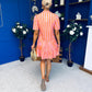 Stacey Striped Mini Shift Dress Pink Amber
