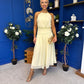 Denise High Neck Gathered Midi Dress Yellow