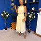 Denise High Neck Gathered Midi Dress Yellow