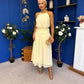 Denise High Neck Gathered Midi Dress Yellow
