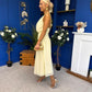 Denise High Neck Gathered Midi Dress Yellow