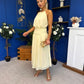 Denise High Neck Gathered Midi Dress Yellow