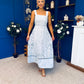 Maeve Crochet Detail Occasion Midi Dress Blue
