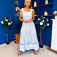 Maeve Crochet Detail Occasion Midi Dress Blue