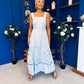 Maeve Crochet Detail Occasion Midi Dress Blue